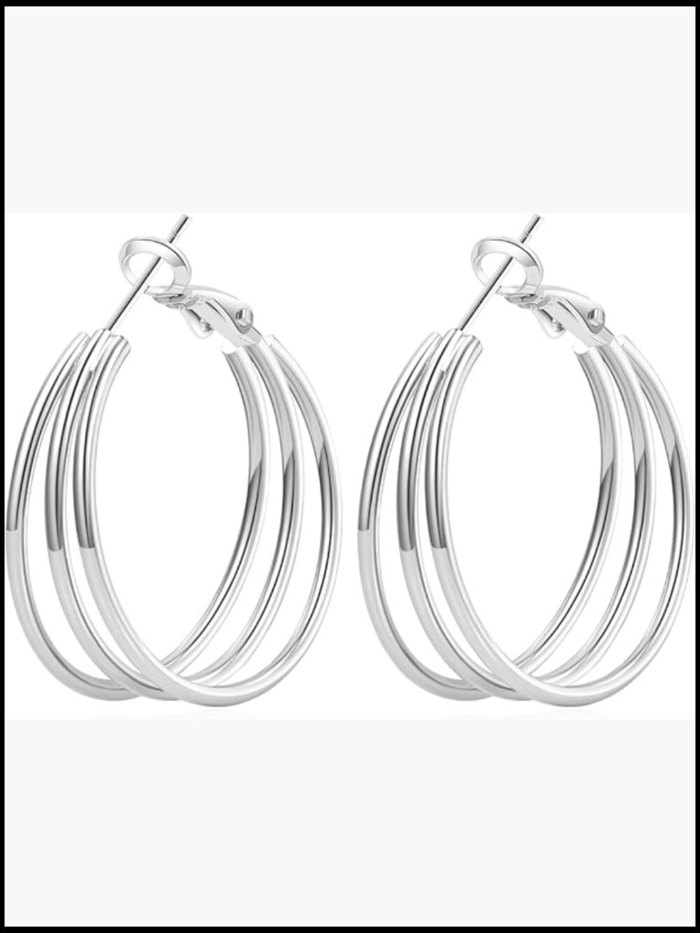 Gold Plated Triple Hollow Tube Hoop Earrings Hypoallergenic Chunky Large Hoops